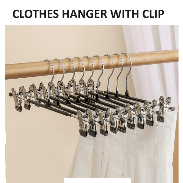 Non-slip Clip Stainless Steel Hanger Trouser Pants Space-Saving Closet ...