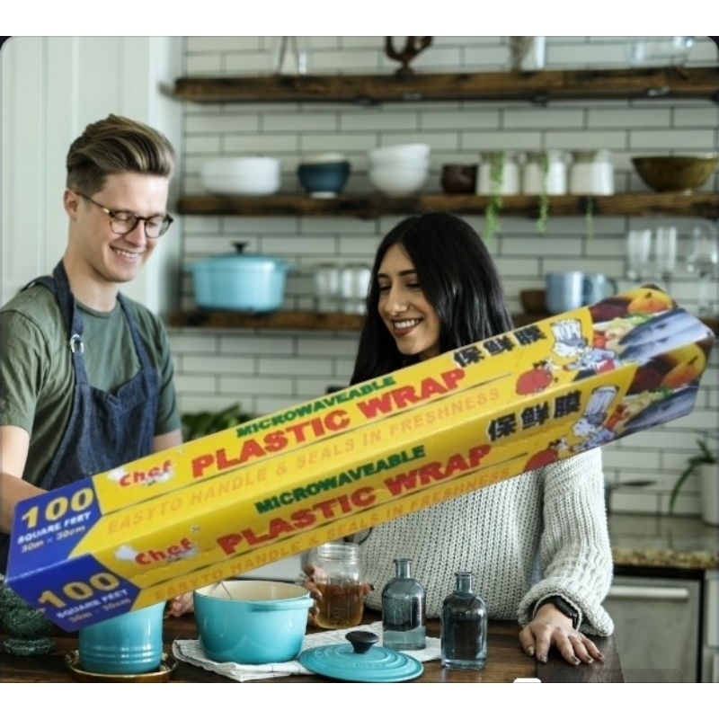 (BUNDLE Of 2,4) Chef Line Microwaveable Plastic Wrap for Food Use 30m x ...