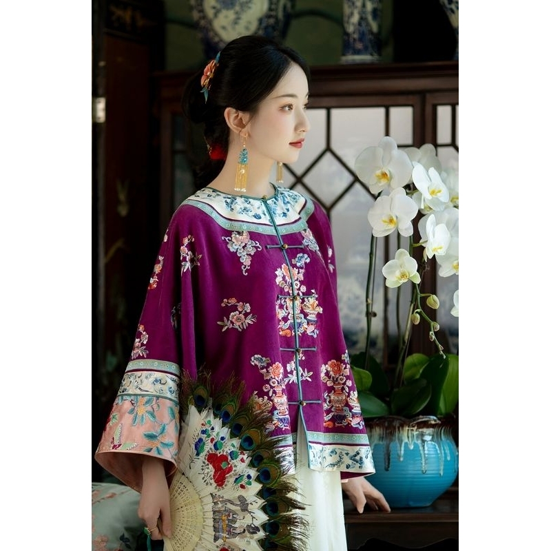 香云纱满绣对襟清汉女袍| Shopee Singapore