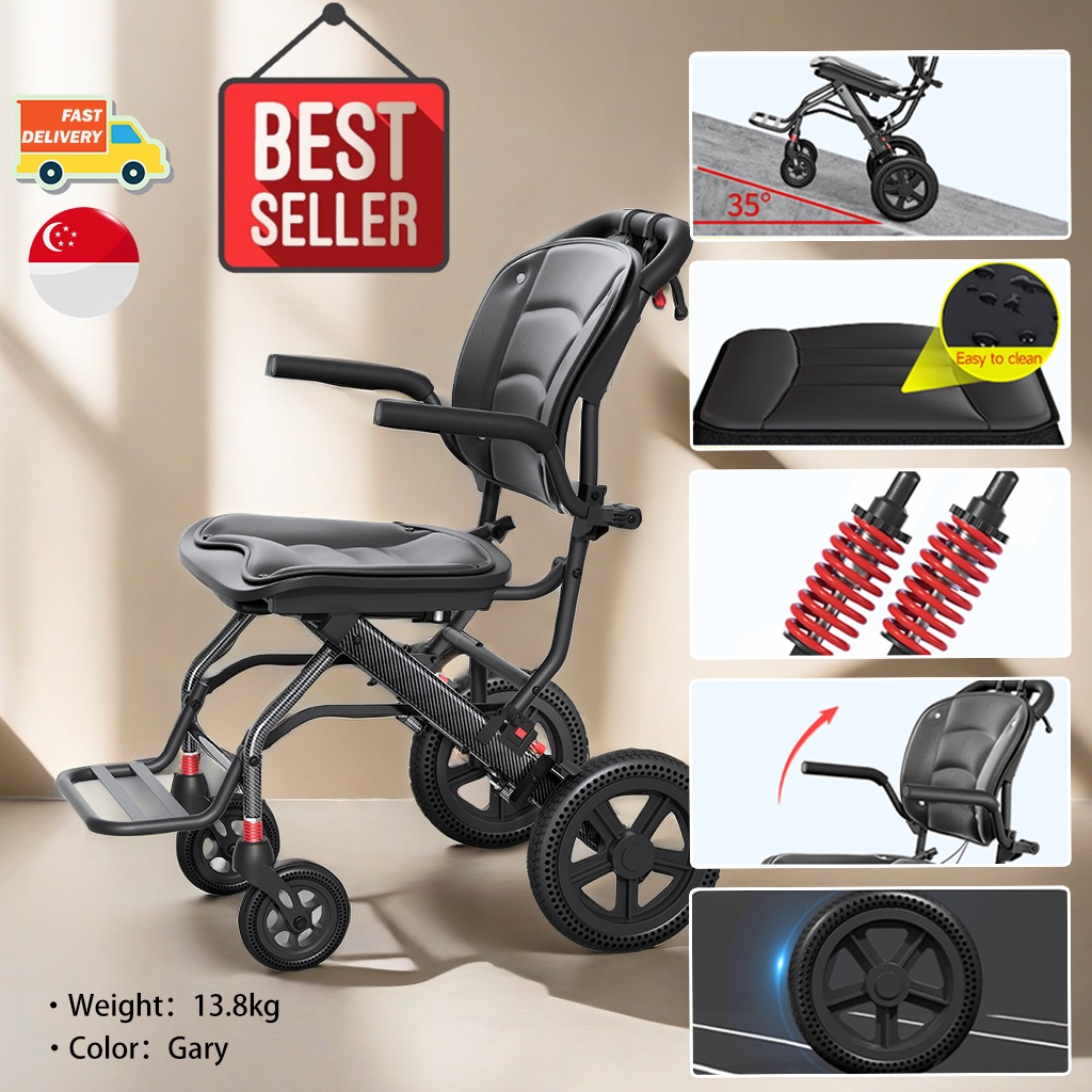 Wheelchair [SG Stock] ♿️ Easy Wheelchair Pushchair Lightweight ...