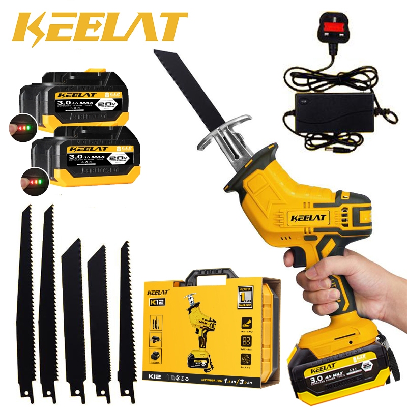 AUTOJARE 24V Cordless Reciprocating Saw Kit - With 2 Batteries, Charger, Case & Blades