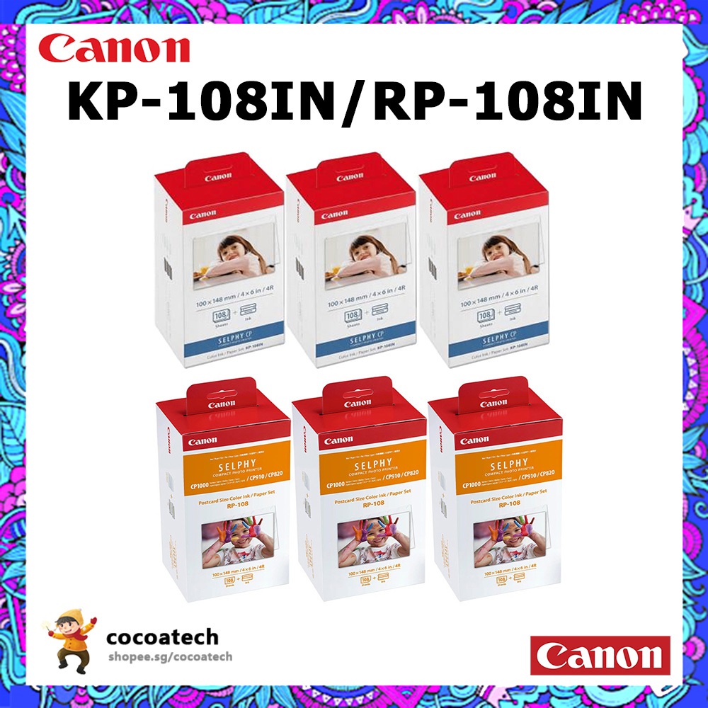 CANON RP-108 PAPER SET/KP-108IN COLOR INK CASSETTE | Shopee Singapore