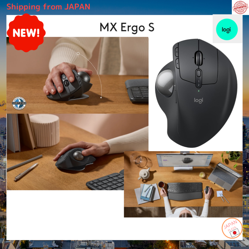 Logicool Quiet Wireless Trackball Mouse MX ERGO S(New model), and ...