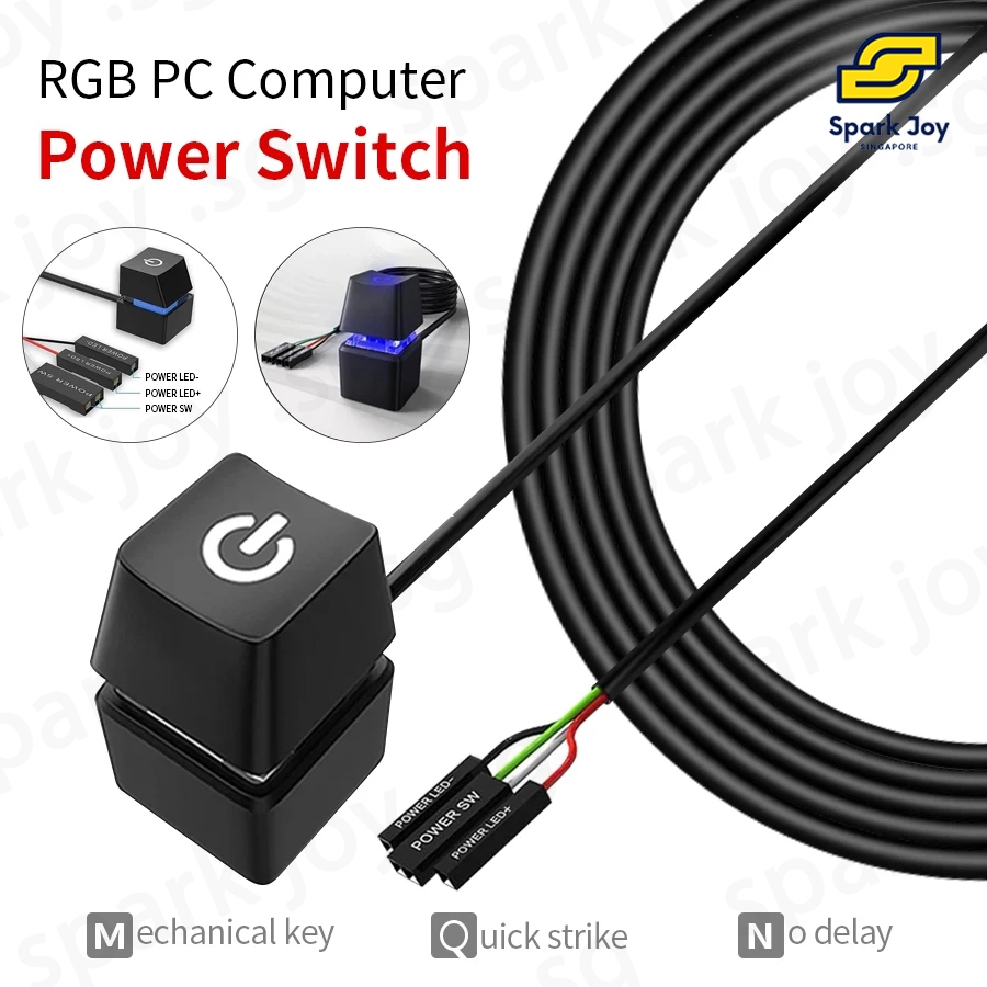 【SG】Desktop Switch 2m Colorful LED Lights PC Motherboard External Start ...