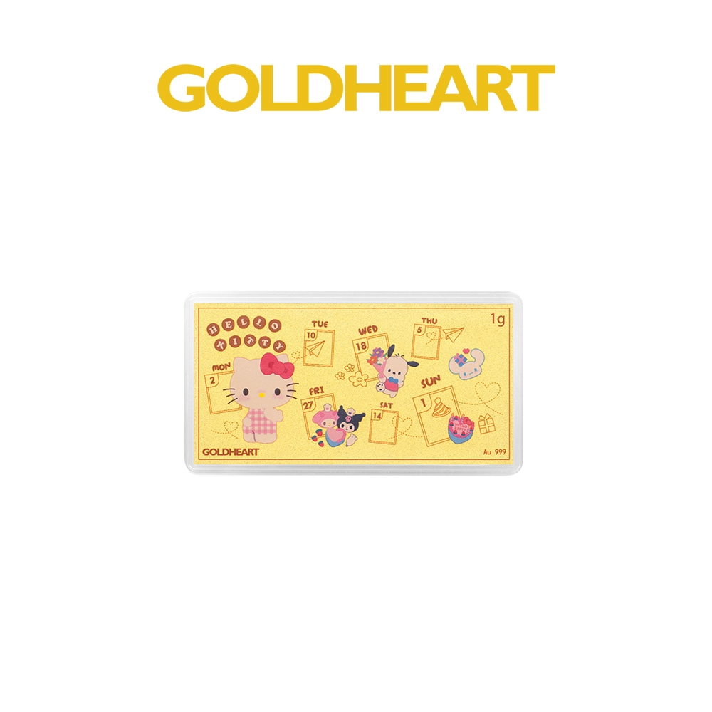 Goldheart Sanrio Hello Kitty 50th Anniversary Joy 999 Gold Bar