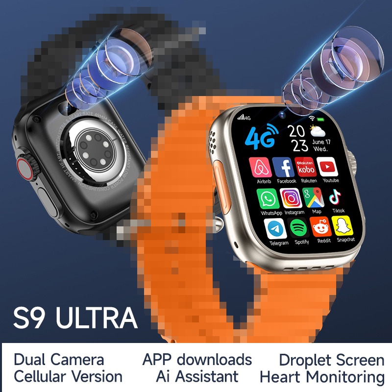 DUAL CAMERA 4G S9 Ultra Smart Watch Android Men 4G Smartwatch