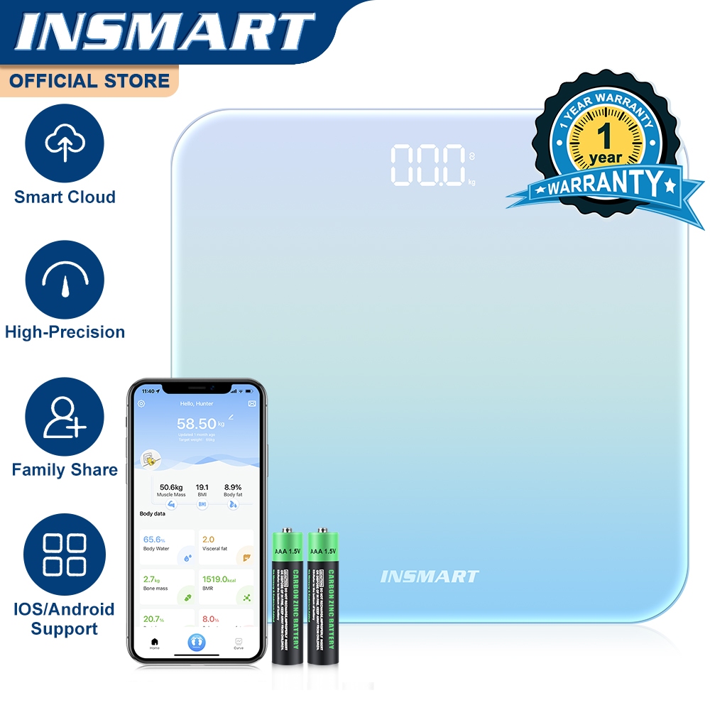 INSMART 16in1 Bluetooth Weighting Scale LED Display Screen Weighing ...