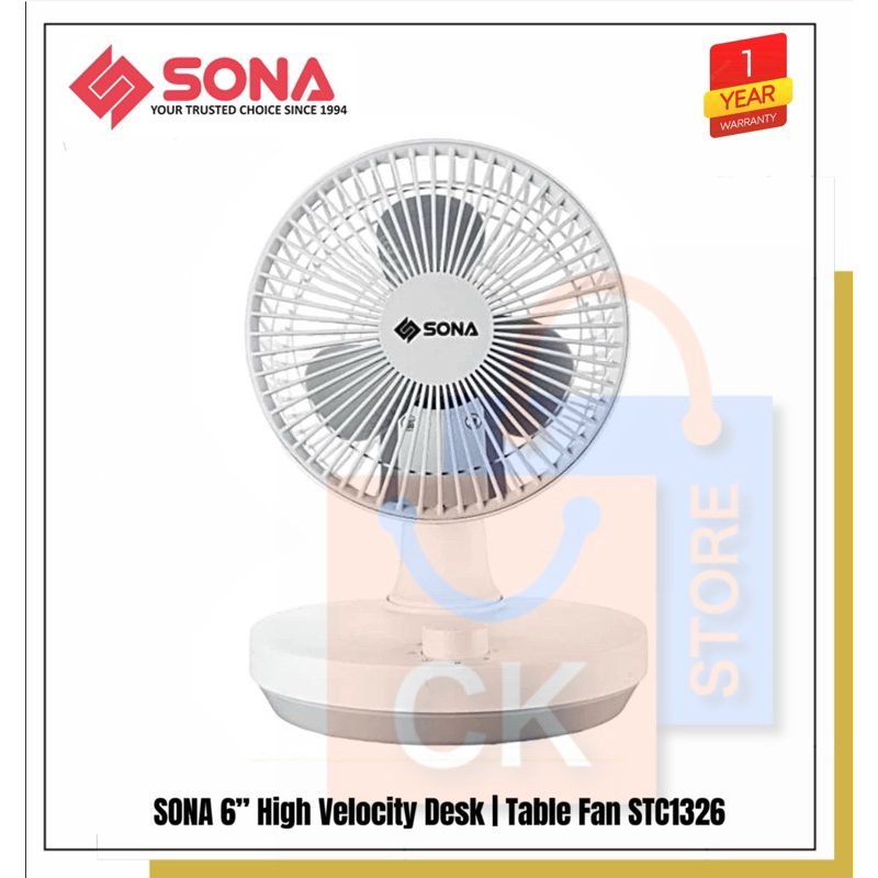 SONA 6” High Velocity Desk/Table Fan STC 1326 | STC1326 (1 Year ...