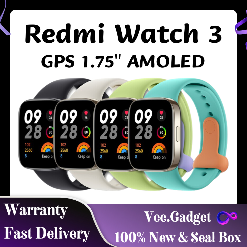 Xiaomi Redmi Watch 3 GPS 1.75 AMOLED Screen 60Hz Blood Oxygen detection Satellite positioning Redmi SmartWatch Shopee Singapore