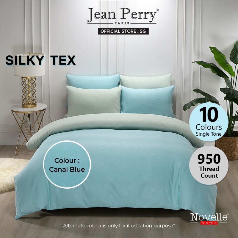 Novelle 950 TC Silky Tex Embossed Satin Bedsheet Set I Fitted Sheet