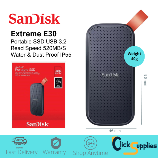 SanDisk SSD Solid State Drive E30 USB 3.2 Transfer Speed 520MB/S With ...