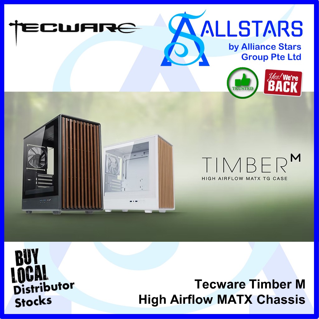 Tecware Timber M (Black/White) MATX Tower Chassis (with 4xFans) (TWCA ...