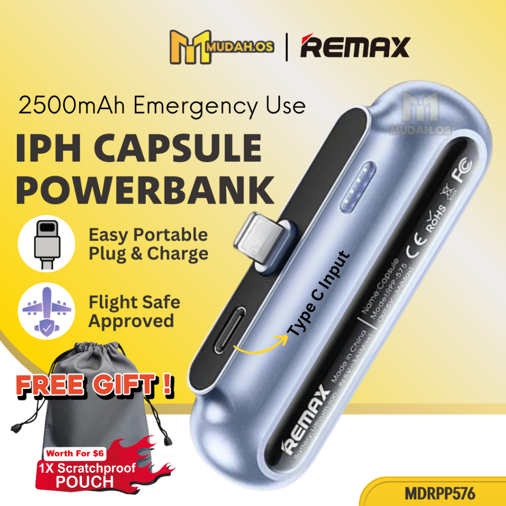 REMAX Travel Flight Mini Capsule 2.1A Powerbank 2500mah Portable Pawer ...