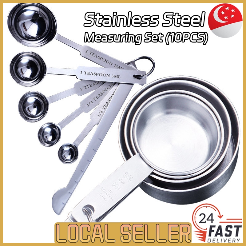 [SG In Stock]Stainless Steel Measuring Cups and Spoons Set Measurements ...