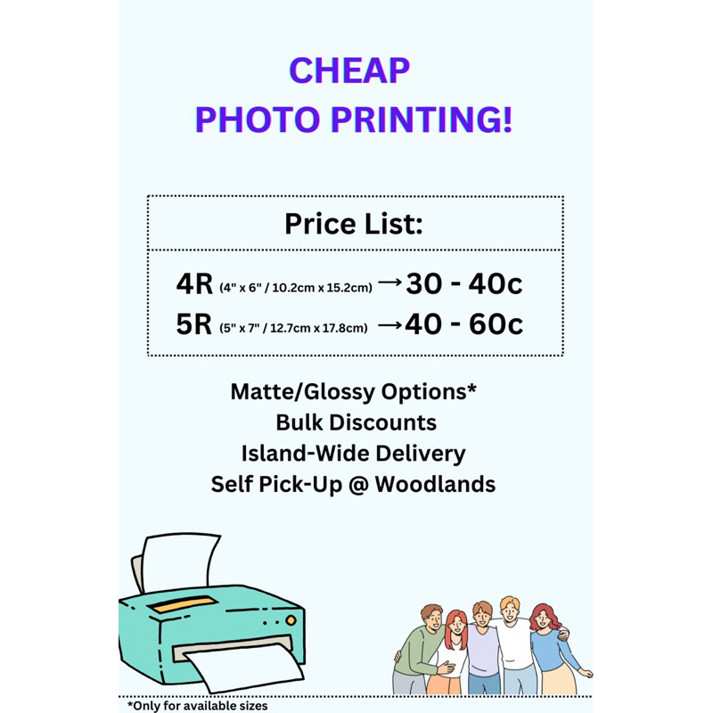 Cheap Photo Printing 4R 5R sizes, Glossy and Matte | Shopee Singapore