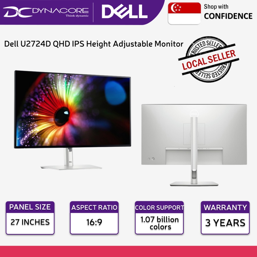 Dell U2724D 27-inch QHD IPS Height Adjustable Monitor with Integrated ...
