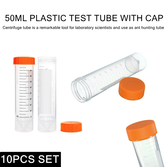 10pcs Set 50ml Plastic Centrifuge Test Tube With Cap Ant Hunting Tube ...