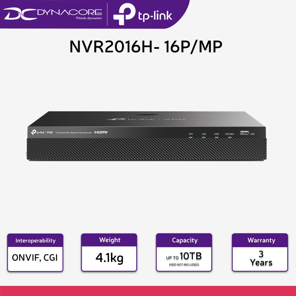 TP-Link VIGI NVR2016H-16MP / NVR2016H-16P VIGI 16 Channel PoE+ Network ...