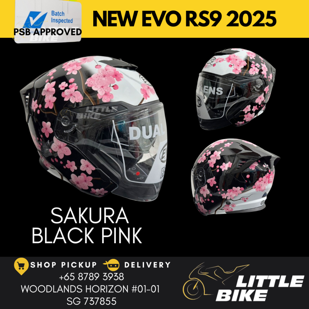 SG SELLER - PSB Approved Evo Rs9 Sakura open face motorcycle