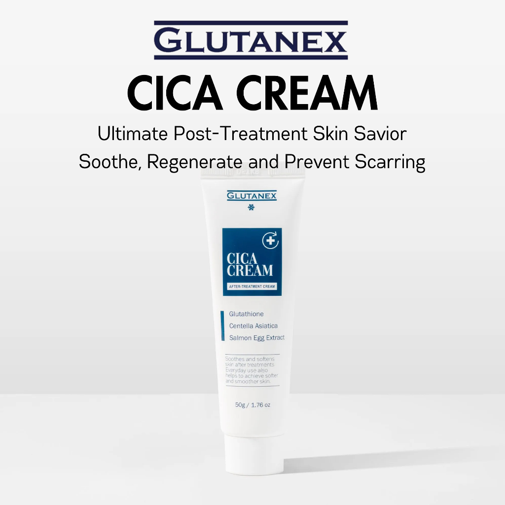 Glutanex Cica Cream for Post Laser Repair - Glutathione, Centella Asiatica,  Salmon Egg Extract