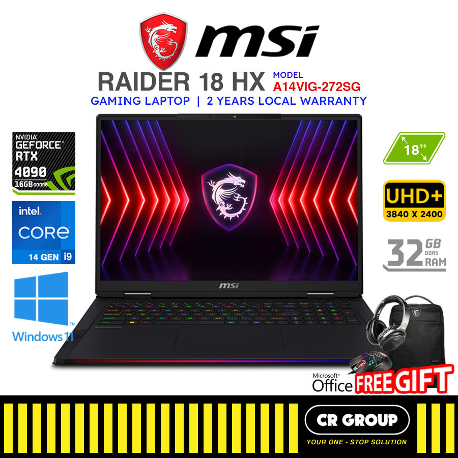 MSI Raider 18HX A14VIG-272SG - Intel Core i9-14900HX - GeForce RTX 4090 ...