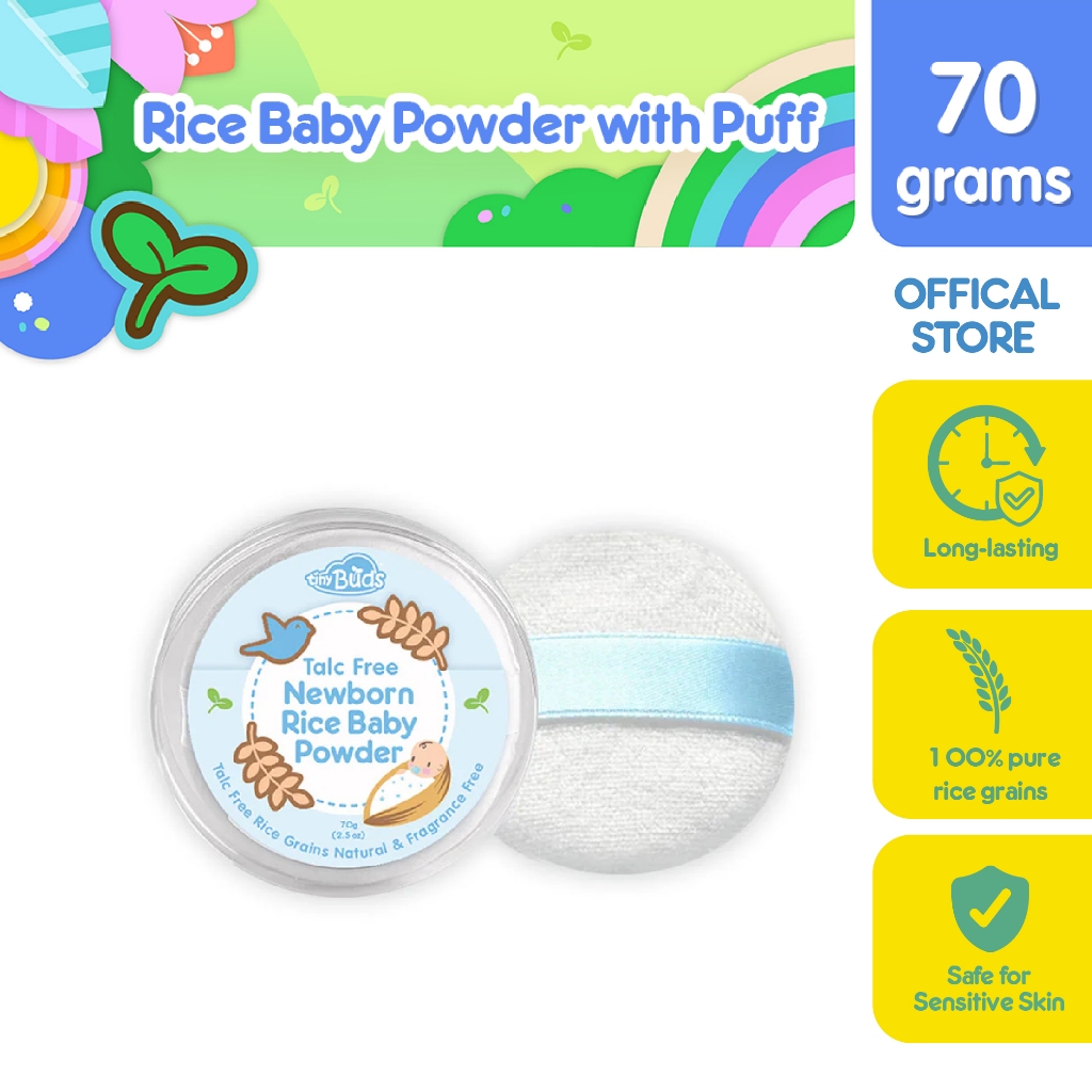 Tiny Buds Newborn Rice Baby Powder with Puff 70g | Shopee Singapore