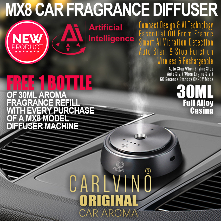 CAR DIFFUSER WIRELESS MX8 (GREY) - 30ML WITH AUTO START STOP FUNCTION ...