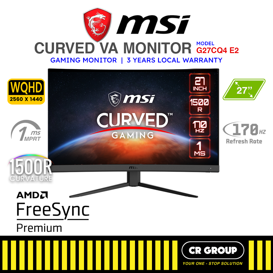 MSI Optix G27CQ4 E2 - 27" WQHD Curved Gaming Monitor - 170Hz Refresh ...