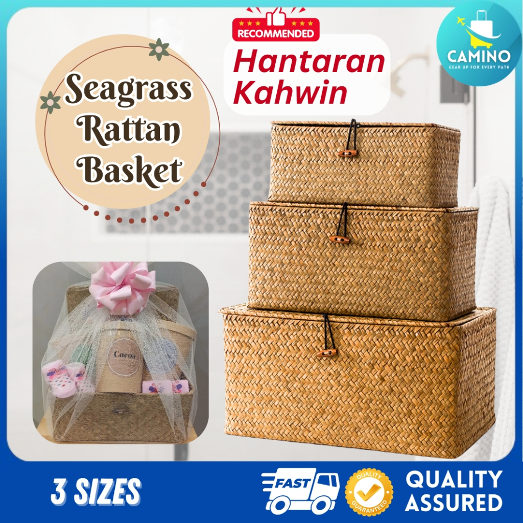 Rattan Basket Hamper Basket Bakul Mengkuang Rotan Handmade Woven Box ...