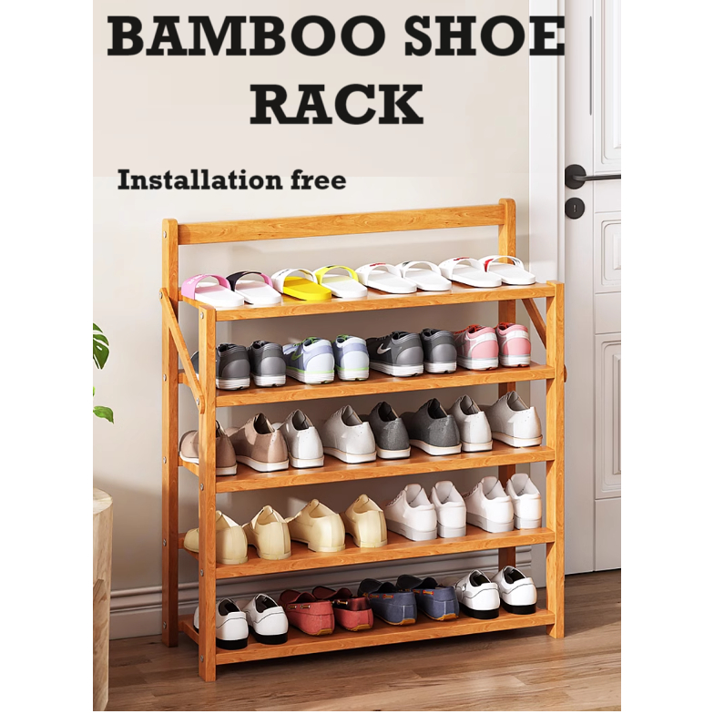 Shoe Rack Foldable Multi Layer Outdoor Bamboo Wooden Cabinet Organizer ...