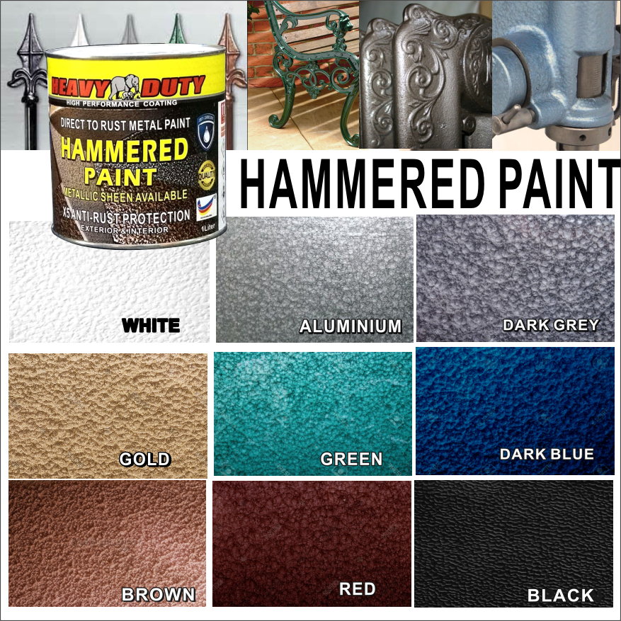 1L HAMMERED PAINT ( HEAVY DUTY ) smooth Finish Direct to Rust Metal ...