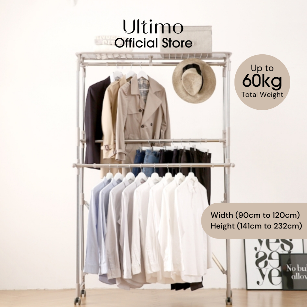 JML Official Ultimo Casa Pro 90 120cm width Stainless Steel Clothes drying rack with added Mesh holds up to 60kg Shopee Singapore