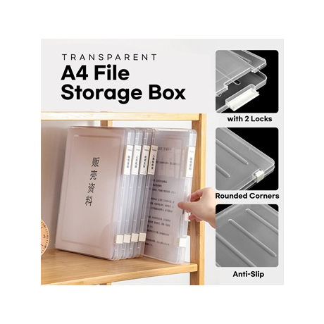🔥LY A4 File Storage Box 🔥 with 2 Locks 🔥 Transparent | Shopee Singapore