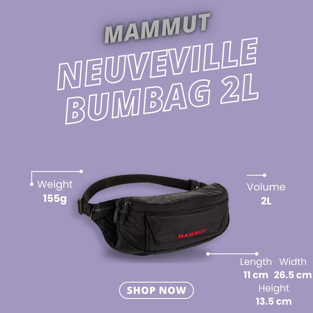 MAMMUT Neuveville Bumbag 2L (Black) Shopee Singapore