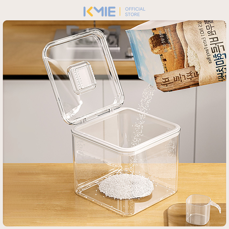 KMIE Rice Storage Grains Bucket Transparent Container Sealed Jars Cup ...