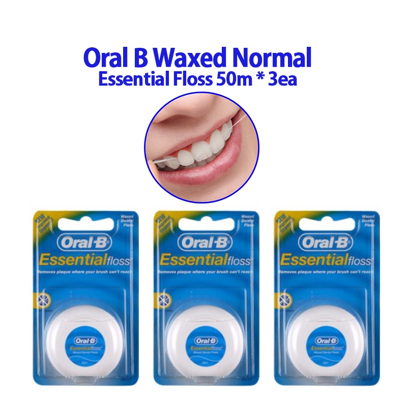 Oral-B Dental Waxed Normal Tooth Essential Floss 50m * 3ea | Shopee ...