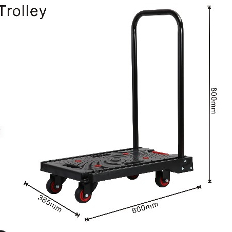 Hand Trolley ( Foldable ) Loading Weight 100kg (Black) Installed ...