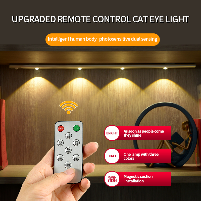3 Colors Magnetic Remote Control Wireless Motion Sensor LED Cateye ...