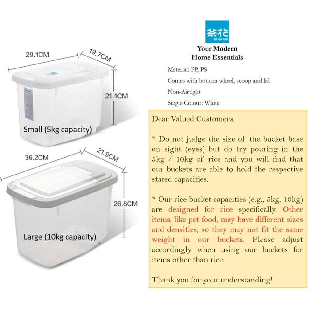 Rice Bucket, Rice Storage, Rice Container 5kg, 10kg, 15kg, Sliding ...