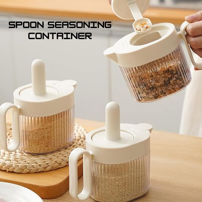 Seasoning Jar With Spoon Container Seasoning Bottle Storage Salt and ...