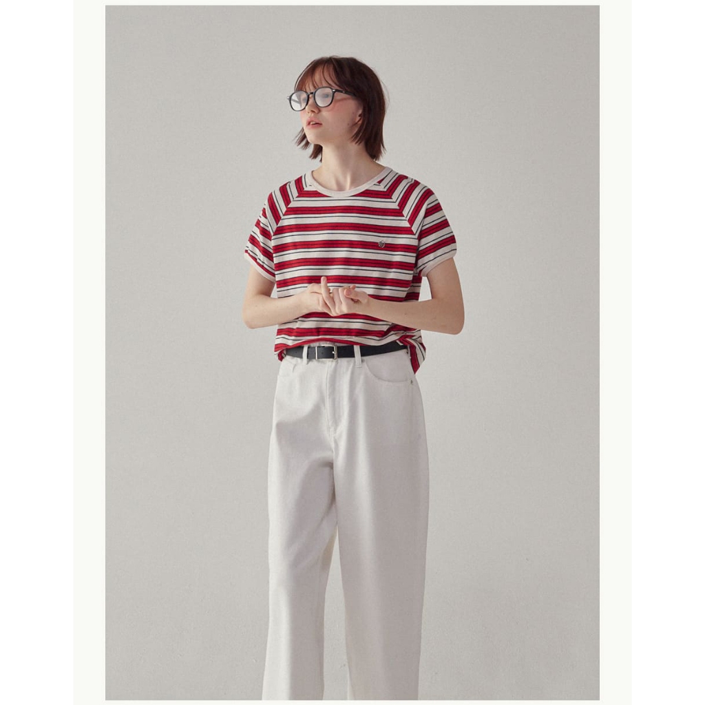 RONRON MULTI STRIPE PUFF SLEEVE HALF T SHIRT | Shopee Singapore