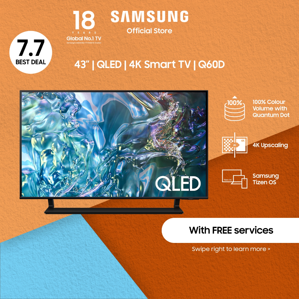 [NEW LAUNCH] Samsung 43" QLED Q60D 4K Smart TV (2024) Shopee Singapore