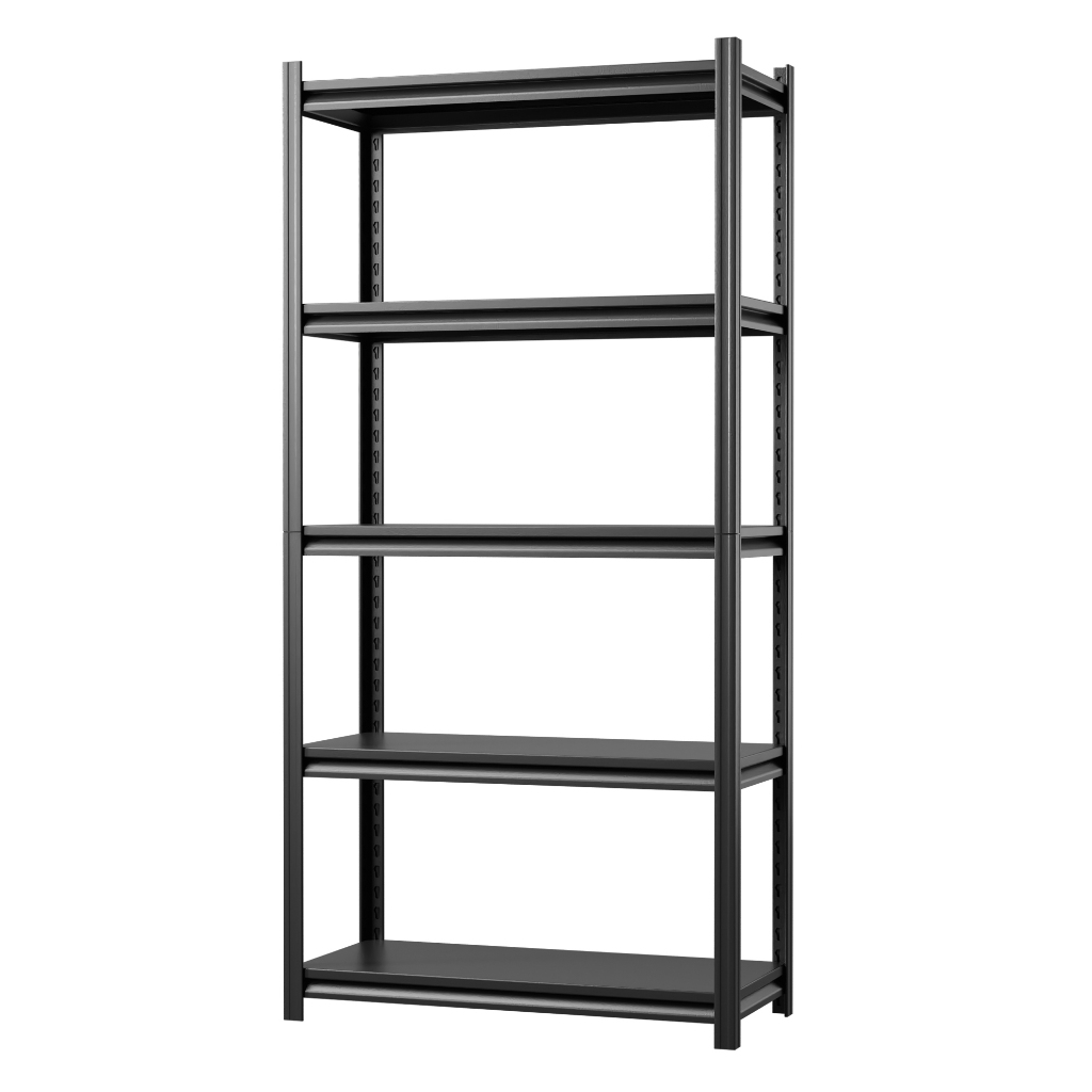 SteelMax 5 Tier Shelving Rack Black Boltless Storage Shelf Heavy Duty ...