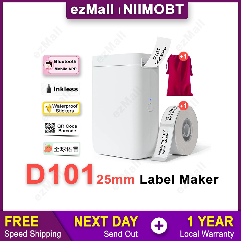 NIIMBOT D101 Portable Label Maker 10-25mm, Bluetooth Price Paper ...