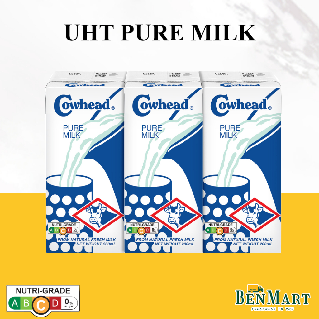 NEW STRAW [BenMart Dry] Cowhead UHT Pure Milk 200ml Carton Deal - Halal ...