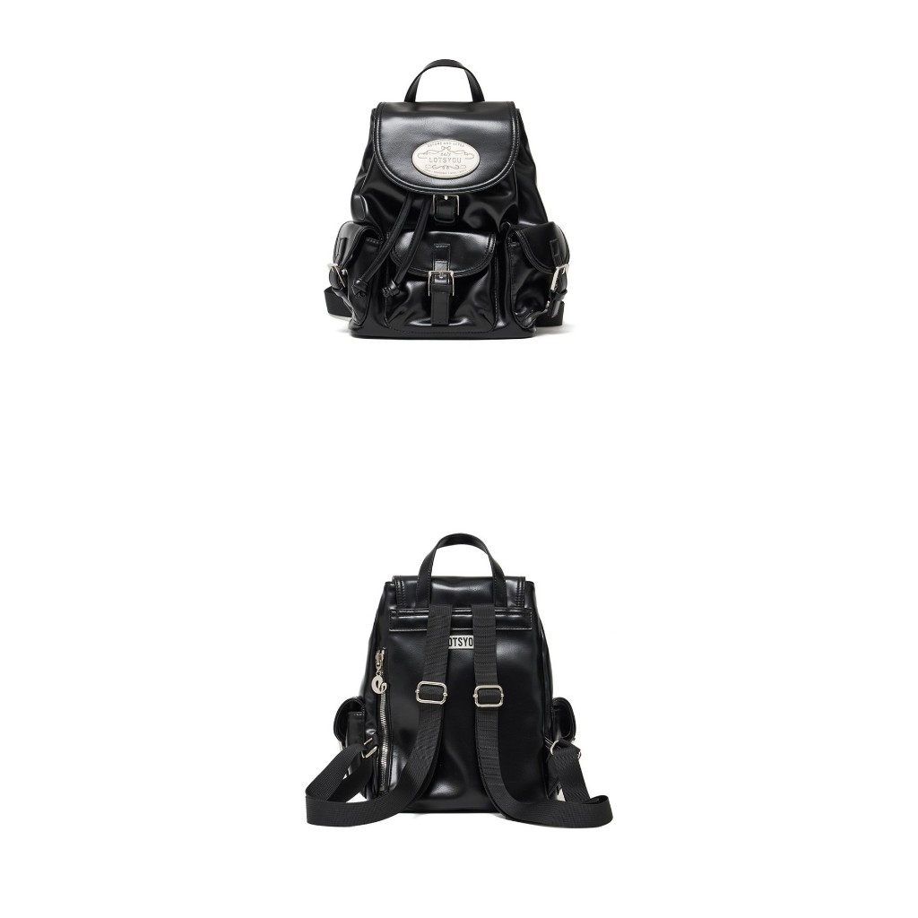 LOTSYOU】Nostalgia chubby Backpack Leather Black LOTSYOU