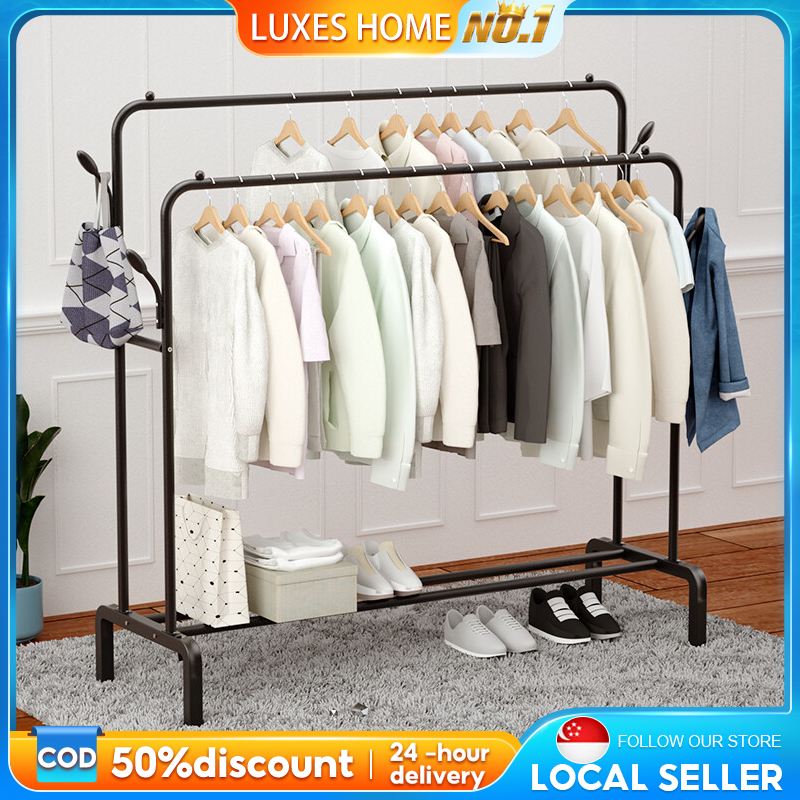 Luxe Double Pole Strong Steel Structure Laundry Rack Cloth Clothes Rack ...