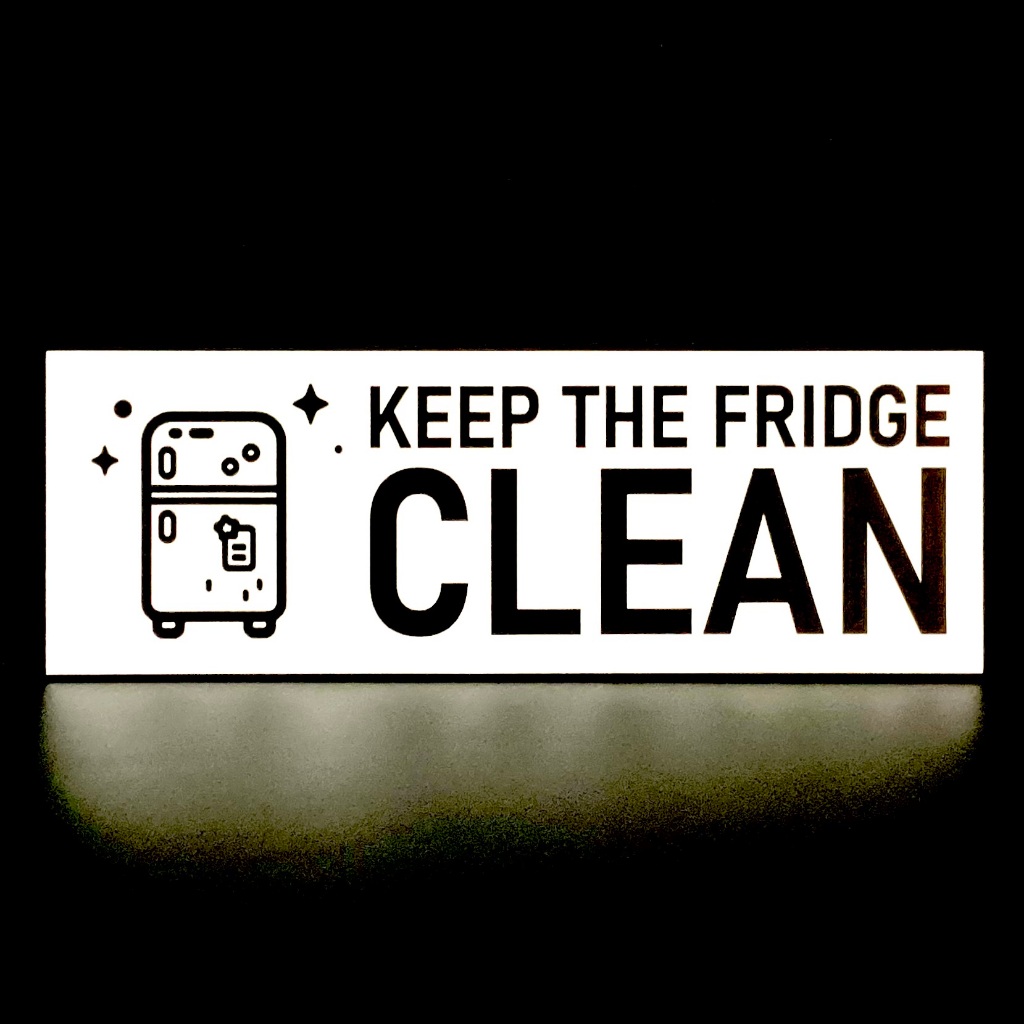KEEP THE FRIDGE CLEAN SIGN/SIGNAGE | 150mm x 50mm | INSTRUCTION SIGN ...
