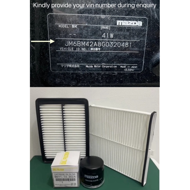 Mazda 3 1.5 Servicing Maintenance Kit Oil filter/Engine Filter/Cabin Aircon Fiilter Shopee