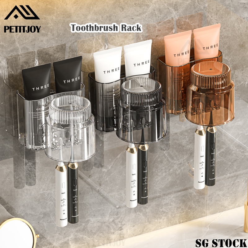 【SG】Toothbrush Holder Toothbrush Rack Bathroom Rack Suction Punch-free ...